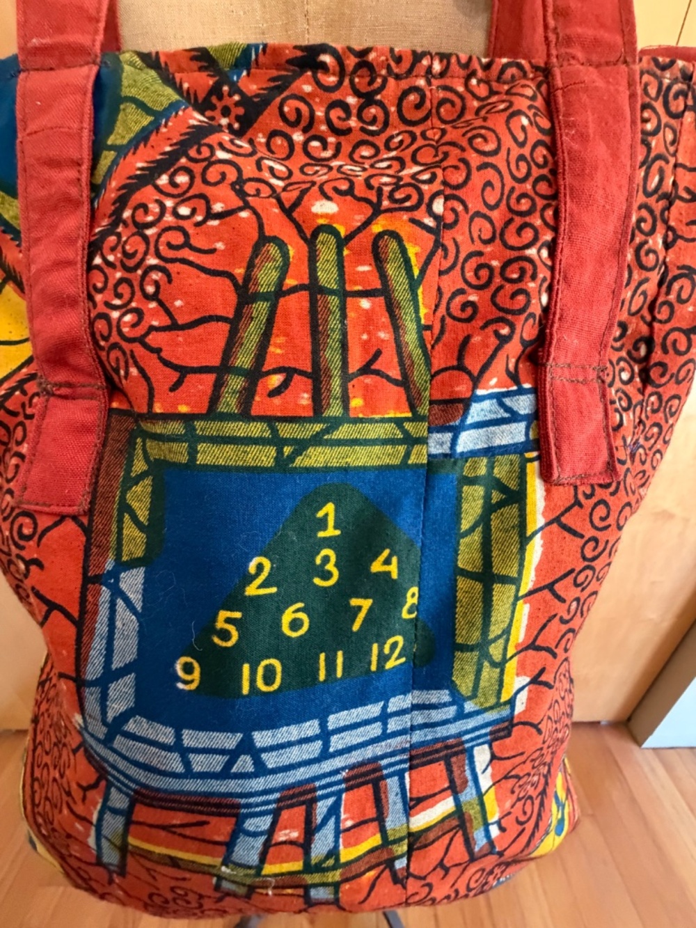 Charming African Ankara Fabric Lined Tote Bag - "Learn Your ABCs!"